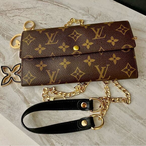 LOUIS VUITTON Monogram Sarah Bifold Wallet to Shoulder Bag 💼 TH0959 - Picture 6 of 15